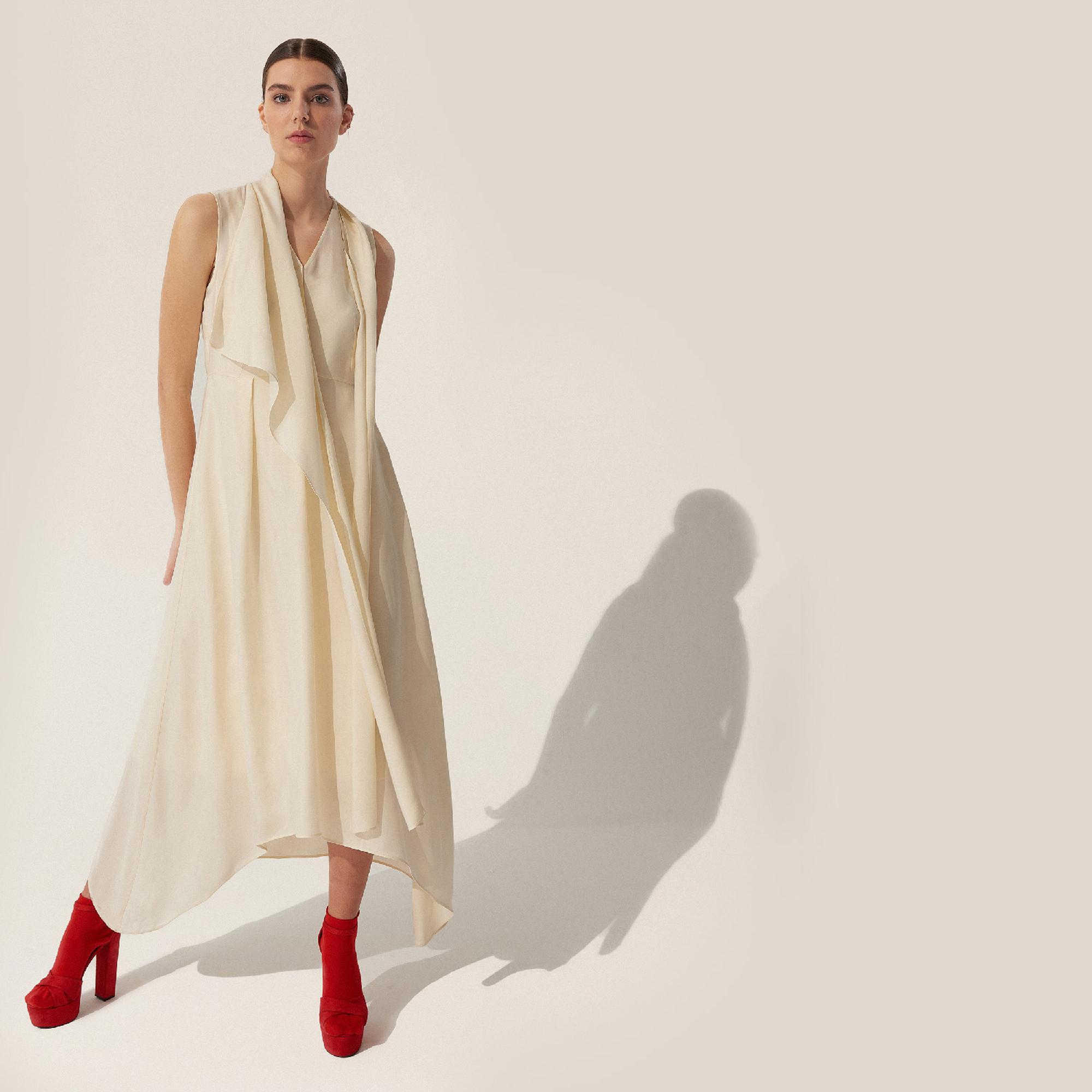 BAQA Asymmetric Kadın Krem Rengi Elbise