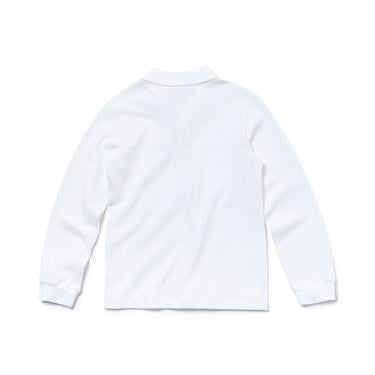  Erkek Çocuk Regular Fit Uzun Kollu Beyaz Polo