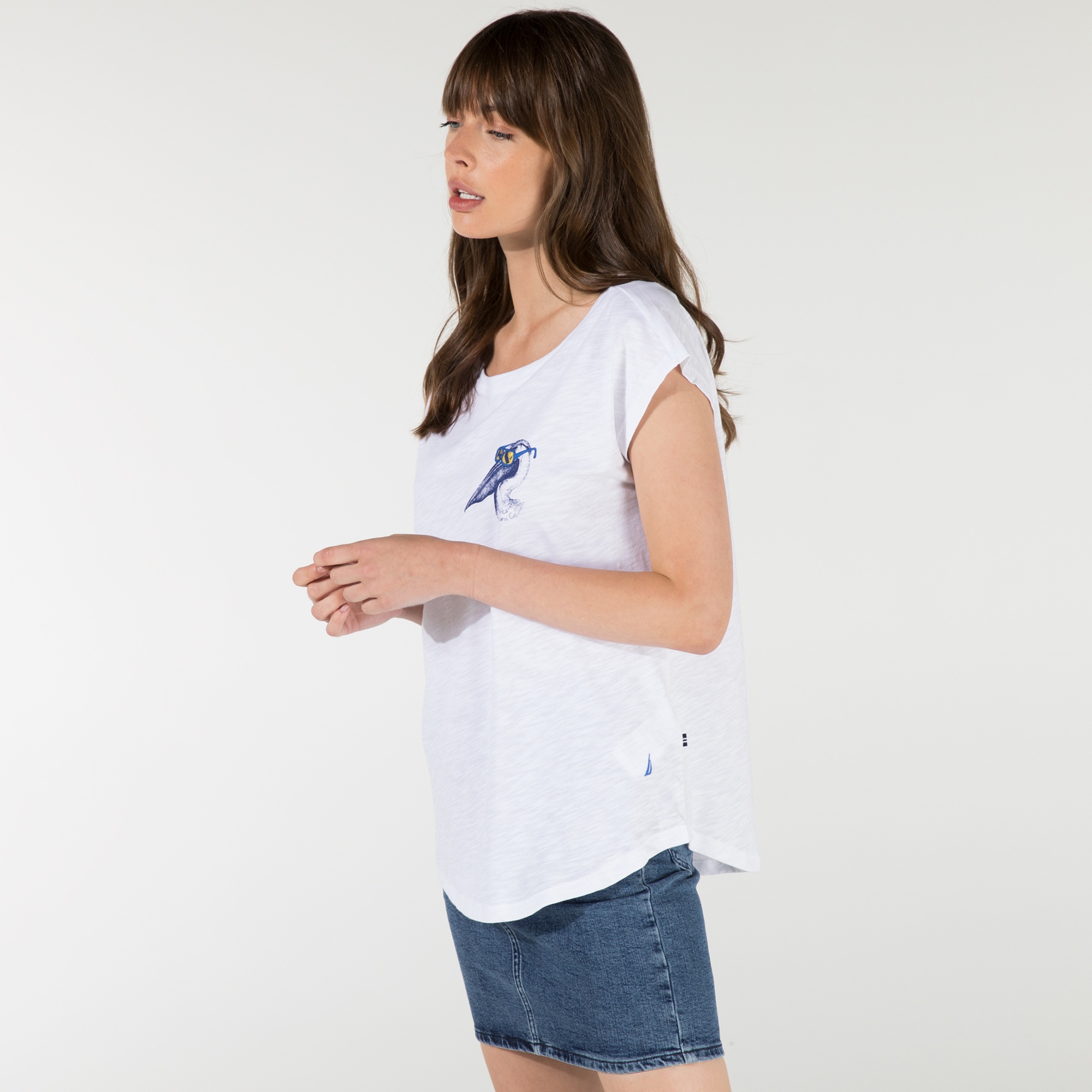 Nautica Kadın Beyaz Baskılı T-Shirt