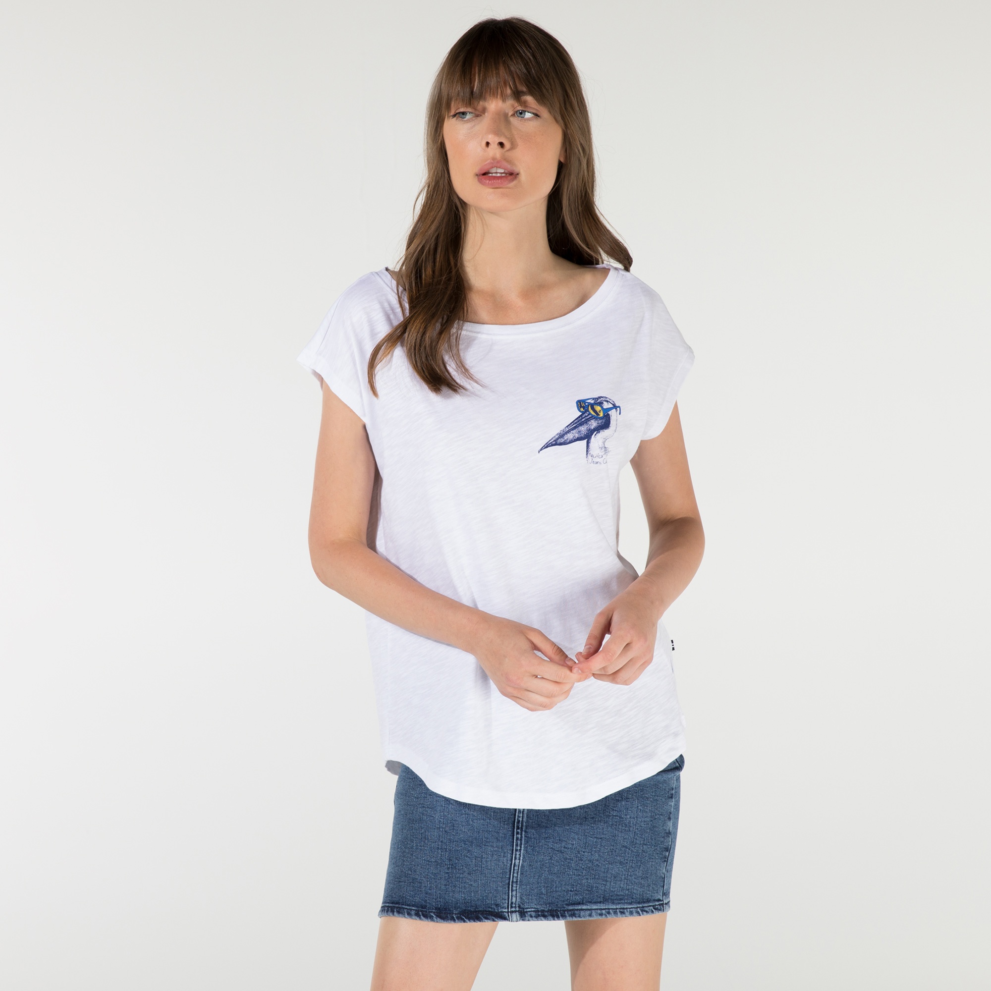 Nautica Kadın Beyaz Baskılı T-Shirt