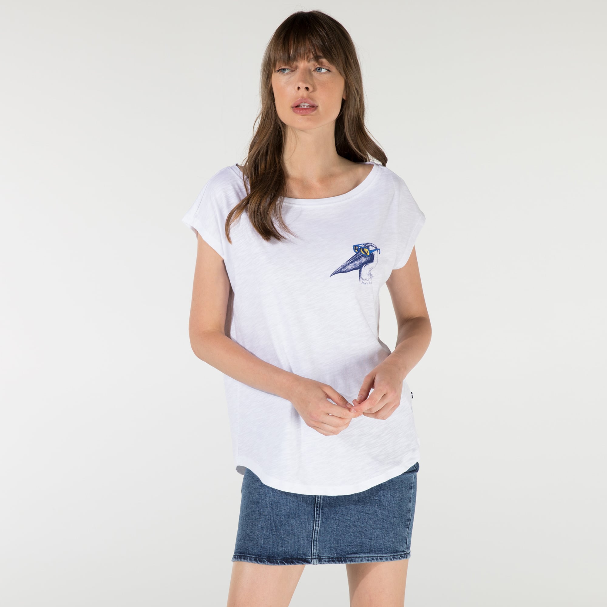  Nautica Kadın Beyaz Baskılı T-Shirt