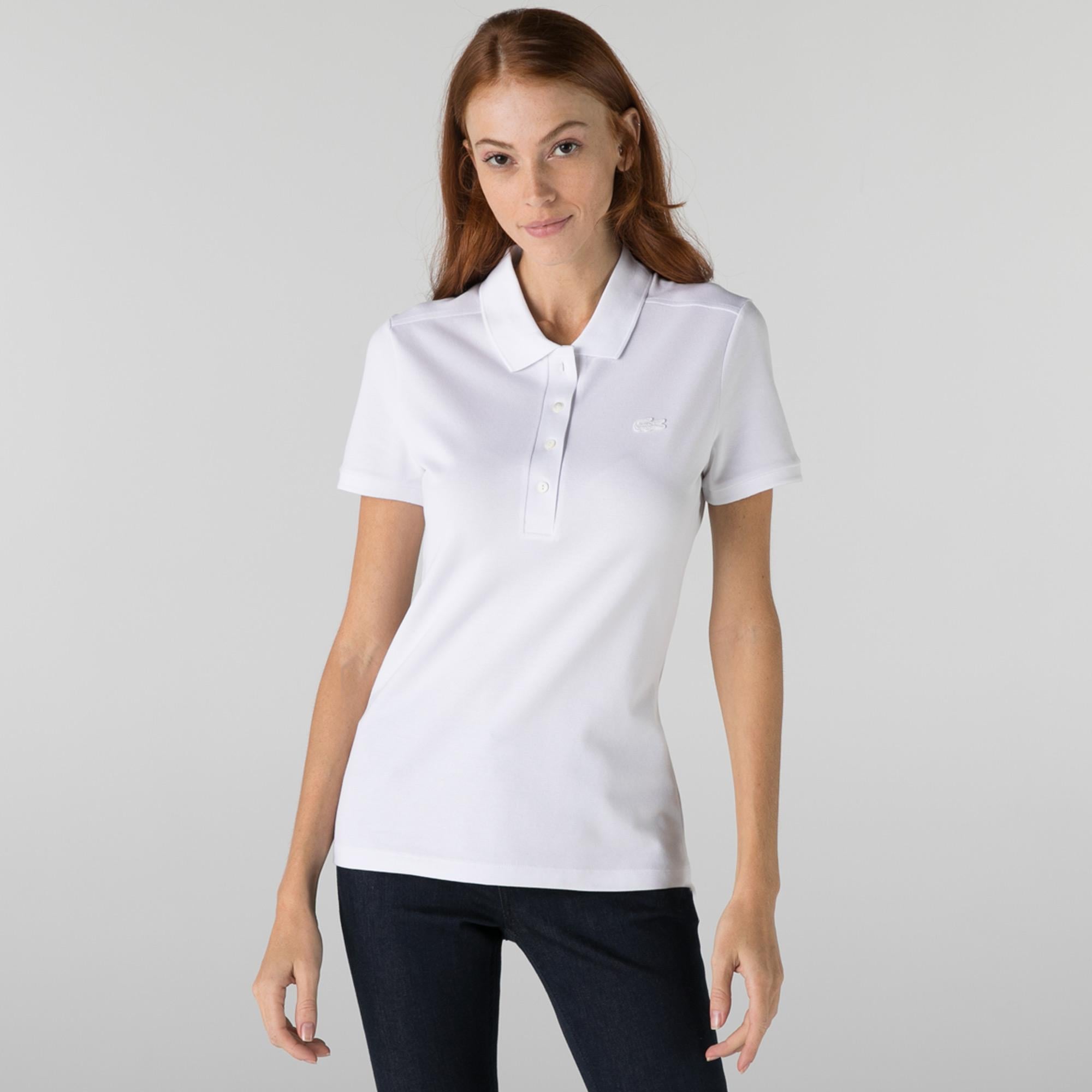 Lacoste L.12.D Kadın Slim Fit Beyaz Polo