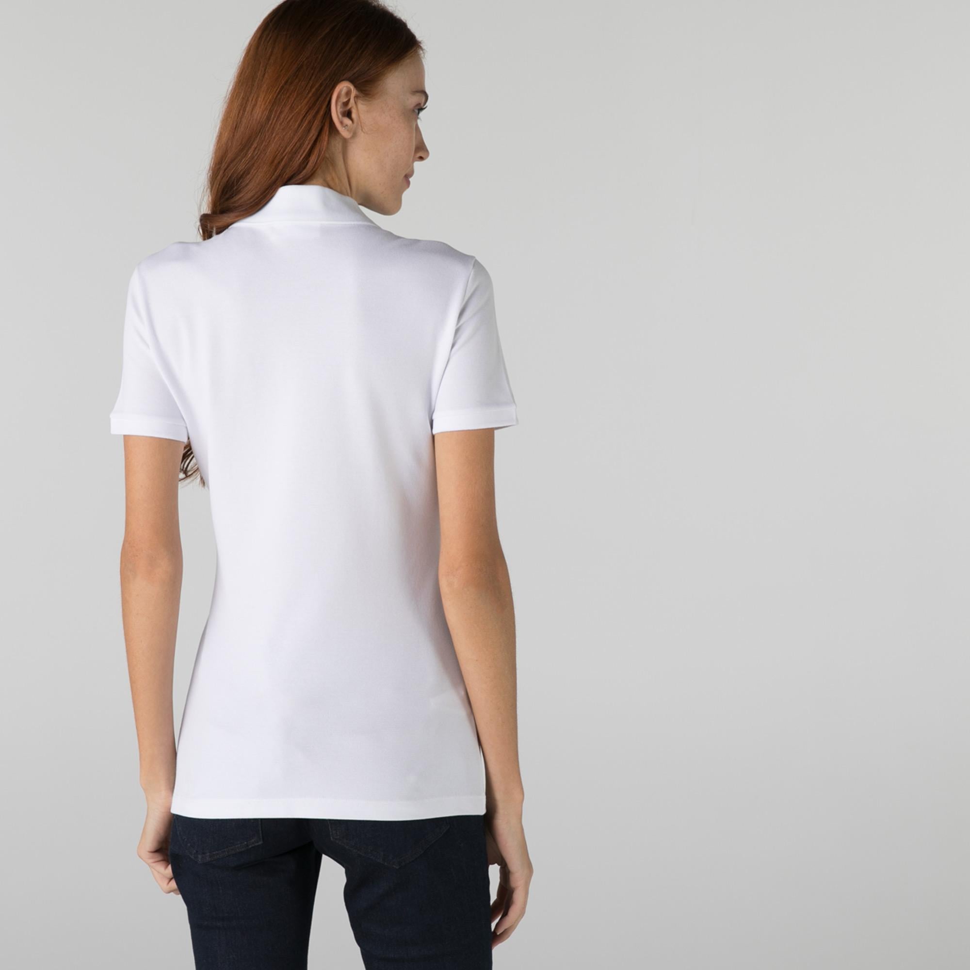Lacoste L.12.D Kadın Slim Fit Beyaz Polo