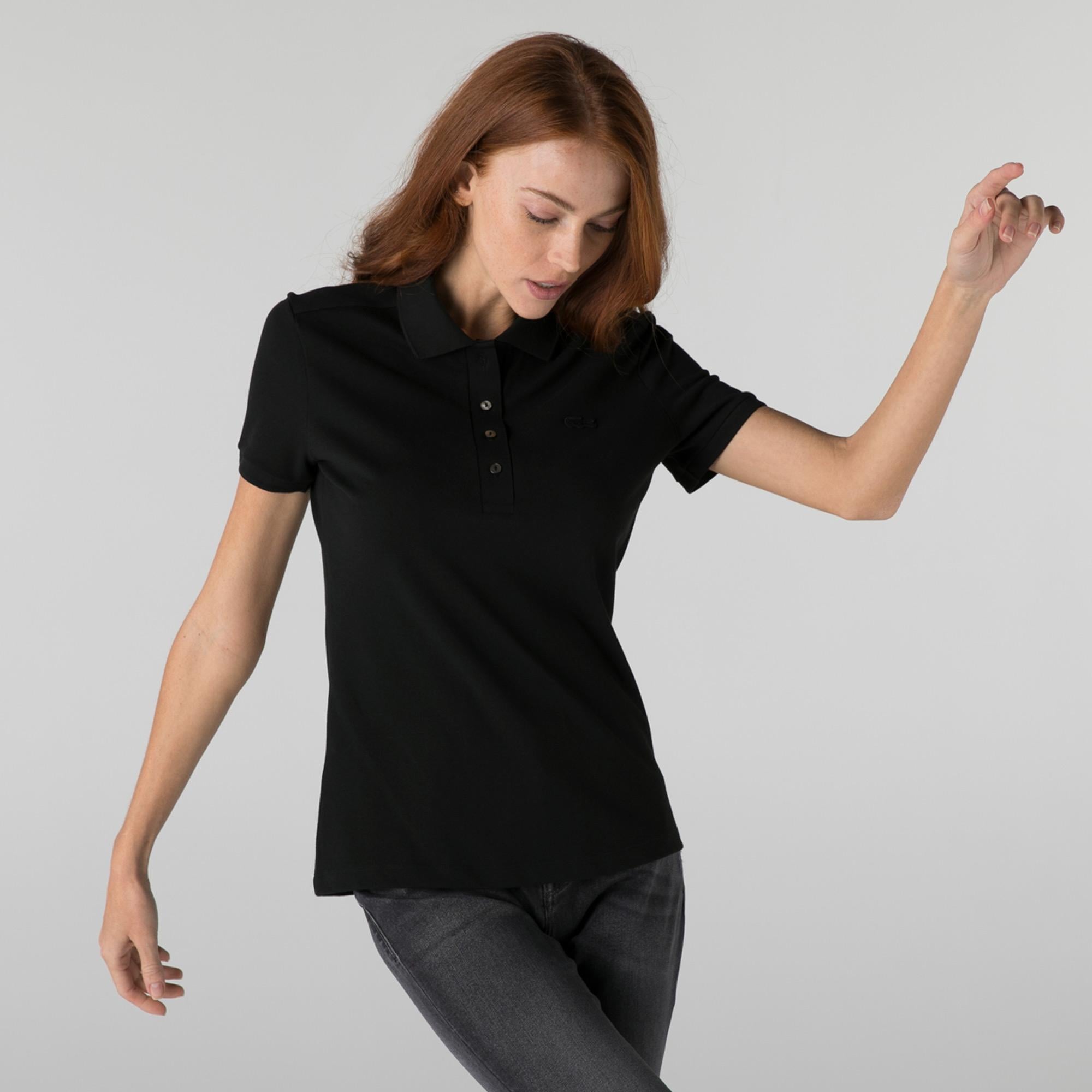 Lacoste Kadın Slim Fit Siyah Polo