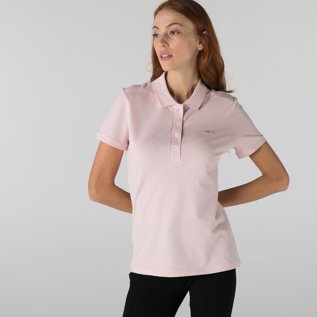  Lacoste L.12.D Kadın Slim Fit Pembe Polo