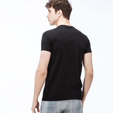  Erkek Slim Fit V Yaka Siyah T-Shirt