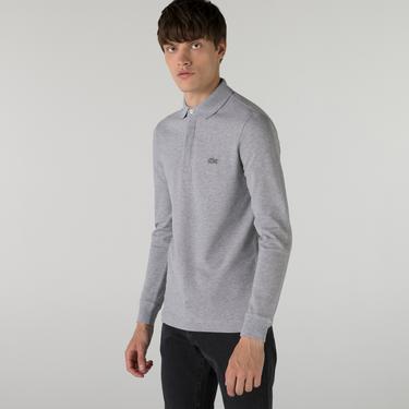  Erkek Regular Fit Uzun Kollu Gri Paris Polo