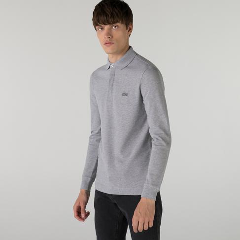  Erkek Regular Fit Uzun Kollu Gri Paris Polo