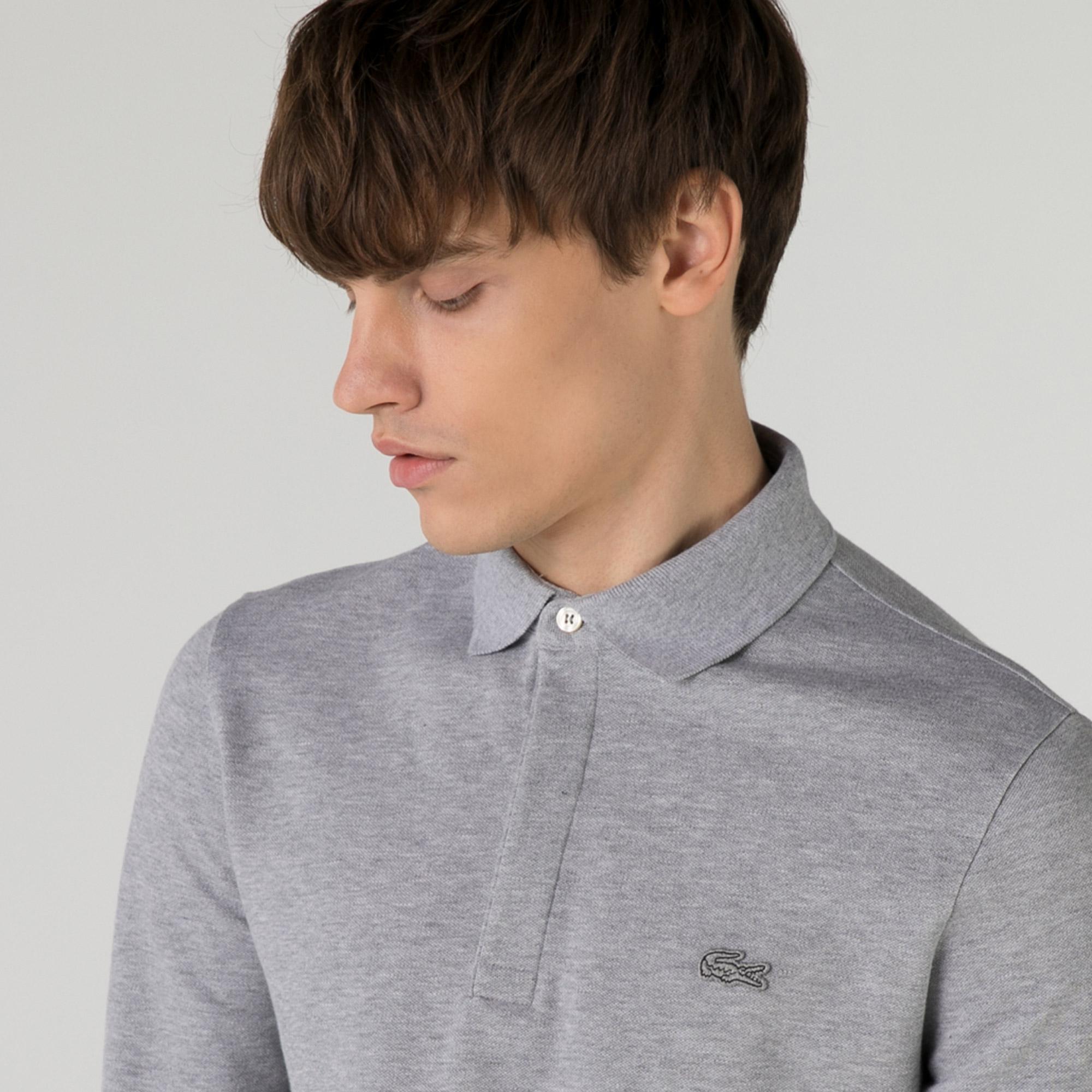 Lacoste Erkek Regular Fit Uzun Kollu Gri Polo
