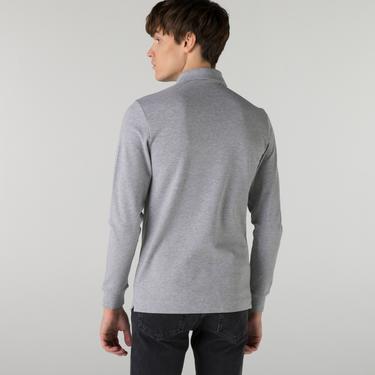  Erkek Regular Fit Uzun Kollu Gri Paris Polo