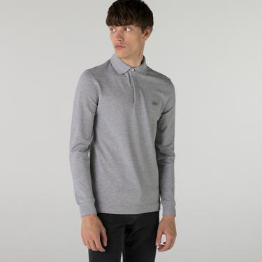  Erkek Regular Fit Uzun Kollu Gri Paris Polo