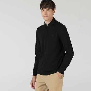  Lacoste Paris Erkek Regular Fit Uzun Kollu Siyah Polo