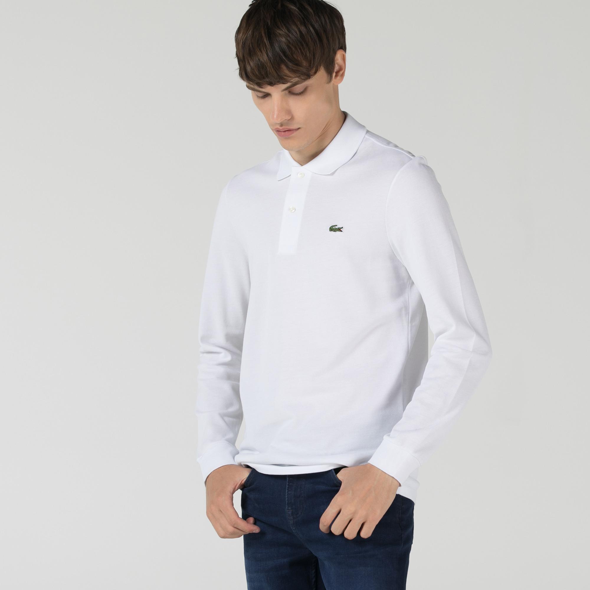 Lacoste Erkek Classic Fit Uzun Kollu Beyaz Polo