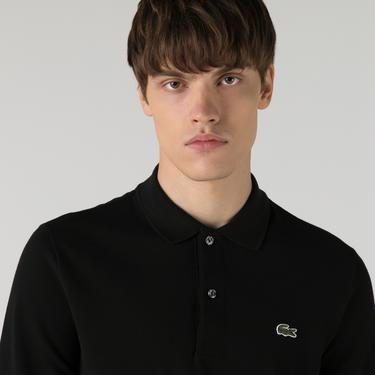  Lacoste L.12.12 Erkek Slim Fit Uzun Kollu Siyah Polo