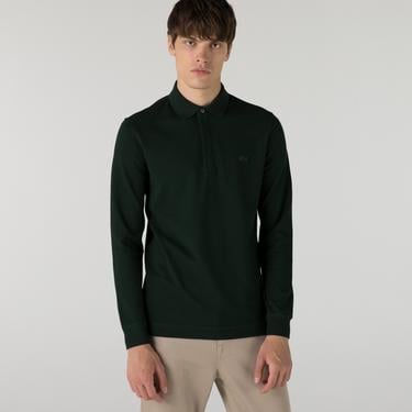 Lacoste Paris Erkek Regular Fit Uzun Kollu Yeşil Polo