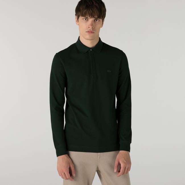  Lacoste Paris Erkek Regular Fit Uzun Kollu Yeşil Polo