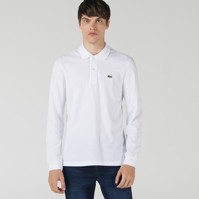  Lacoste Erkek Classic Fit Uzun Kollu Beyaz Polo