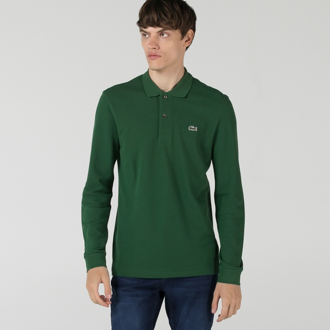  Lacoste Erkek Classic Fit Uzun Kollu Yeşil Polo