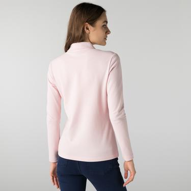  Lacoste Kadın Slim Fit Uzun Kollu Açık Pembe Polo