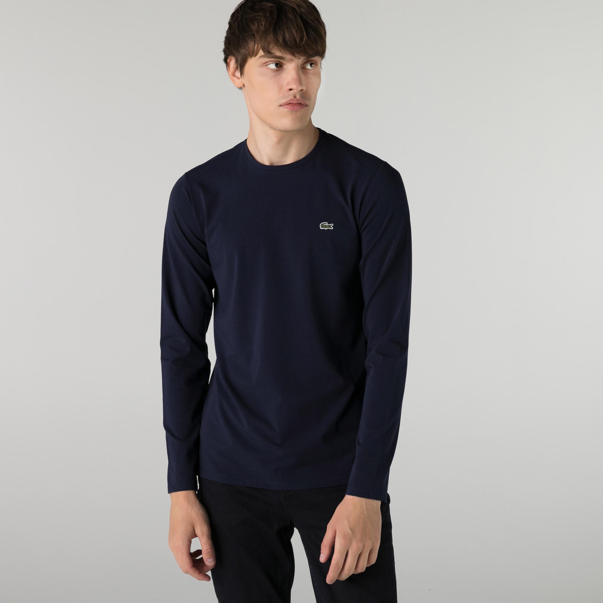 Lacoste Erkek Regular Fit Uzun Kollu Bisiklet Yaka Lacivert T-Shirt