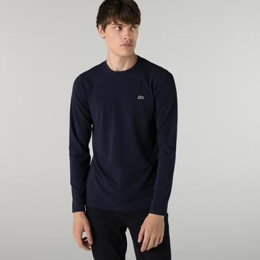  Lacoste Erkek Regular Fit Uzun Kollu Bisiklet Yaka Lacivert T-Shirt