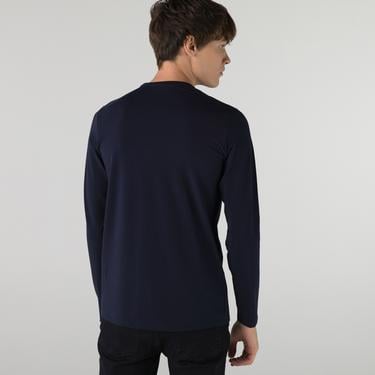  Lacoste Erkek Regular Fit Uzun Kollu Bisiklet Yaka Lacivert T-Shirt