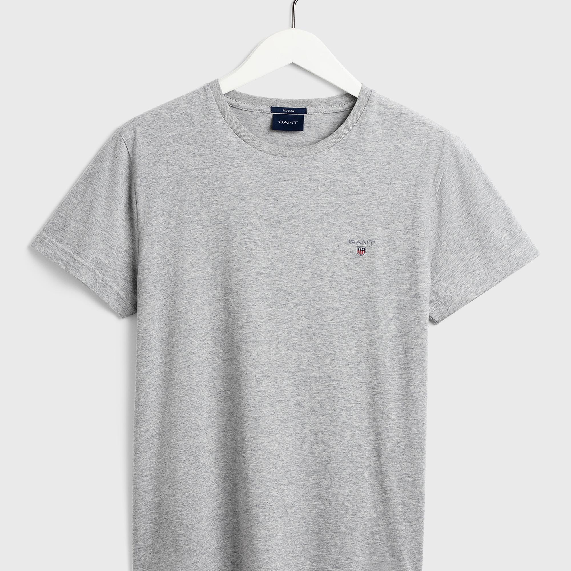 GANT Erkek Gri Regular Fit Bisiklet Yaka  T-shirt