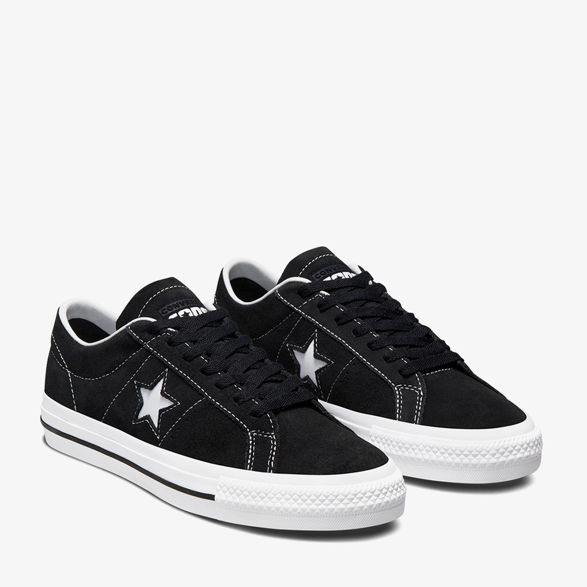 Converse One Star Pro Low Unisex Siyah Deri Sneaker
