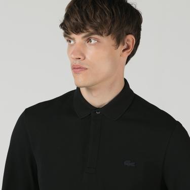  Lacoste Paris Erkek Regular Fit Uzun Kollu Siyah Polo