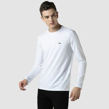  Lacoste Erkek Regular Fit Uzun Kollu Bisiklet Yaka Beyaz T-Shirt