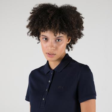  Lacoste L.12.D Kadın Slim Fit Lacivert Polo