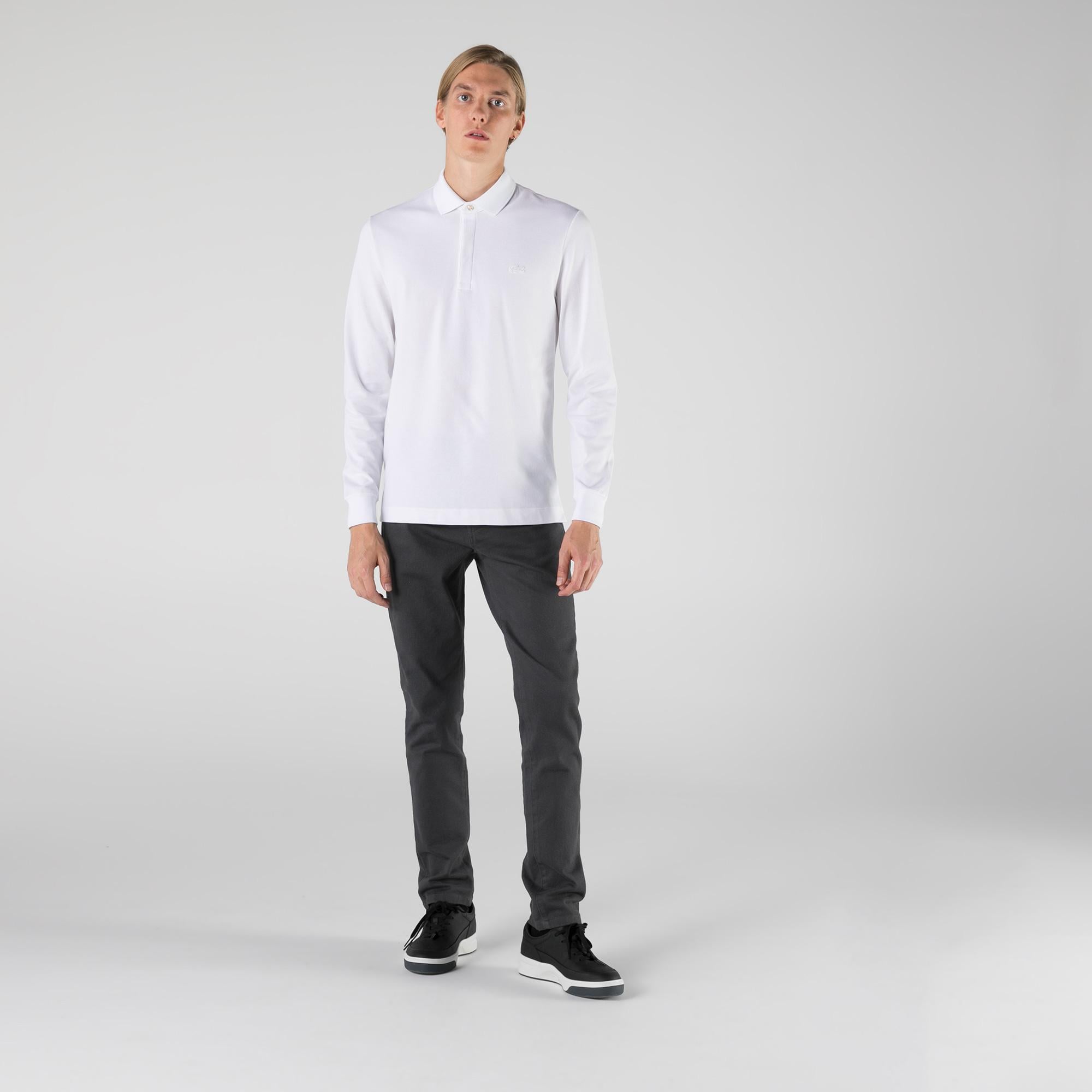 Lacoste Erkek Regular Fit Uzun Kollu Beyaz Polo