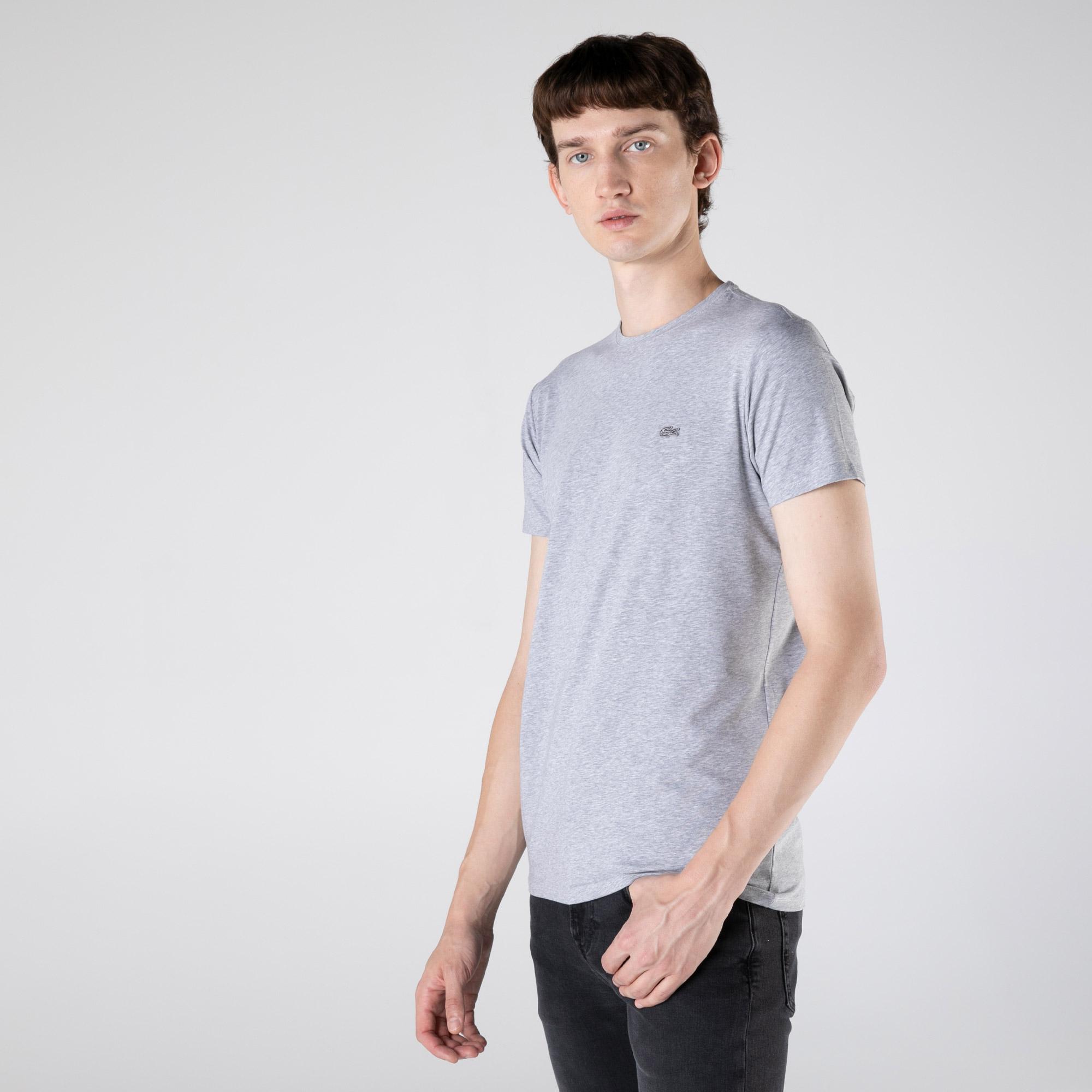 Lacoste Erkek Slim Fit Bisiklet Yaka Gri T-Shirt