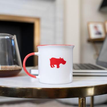  Kiss The Hippo Ceramic Mug Beyaz Kupa