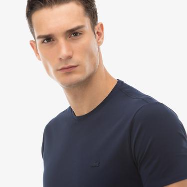  Lacoste Erkek Slim Fit Bisiklet Yaka Lacivert T-Shirt