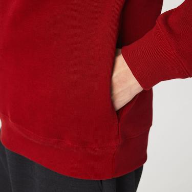  Erkek Classic Fit Yarım Fermuarlı Bordo Sweatshirt