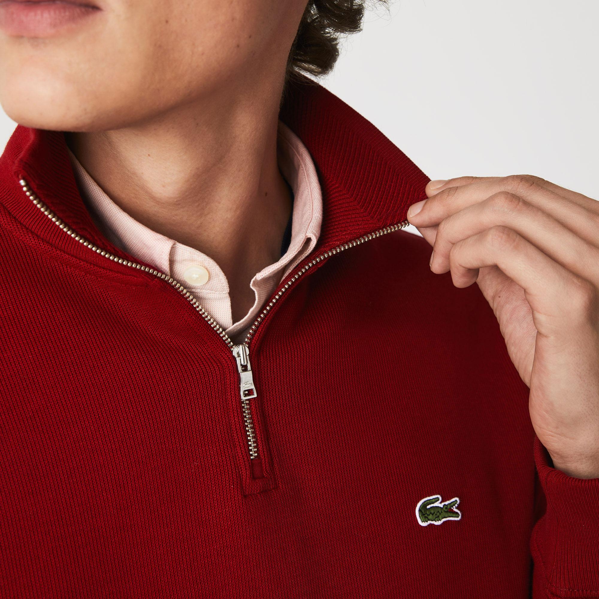 Lacoste Erkek Classic Fit Yarım Fermuarlı Bordo Sweatshirt