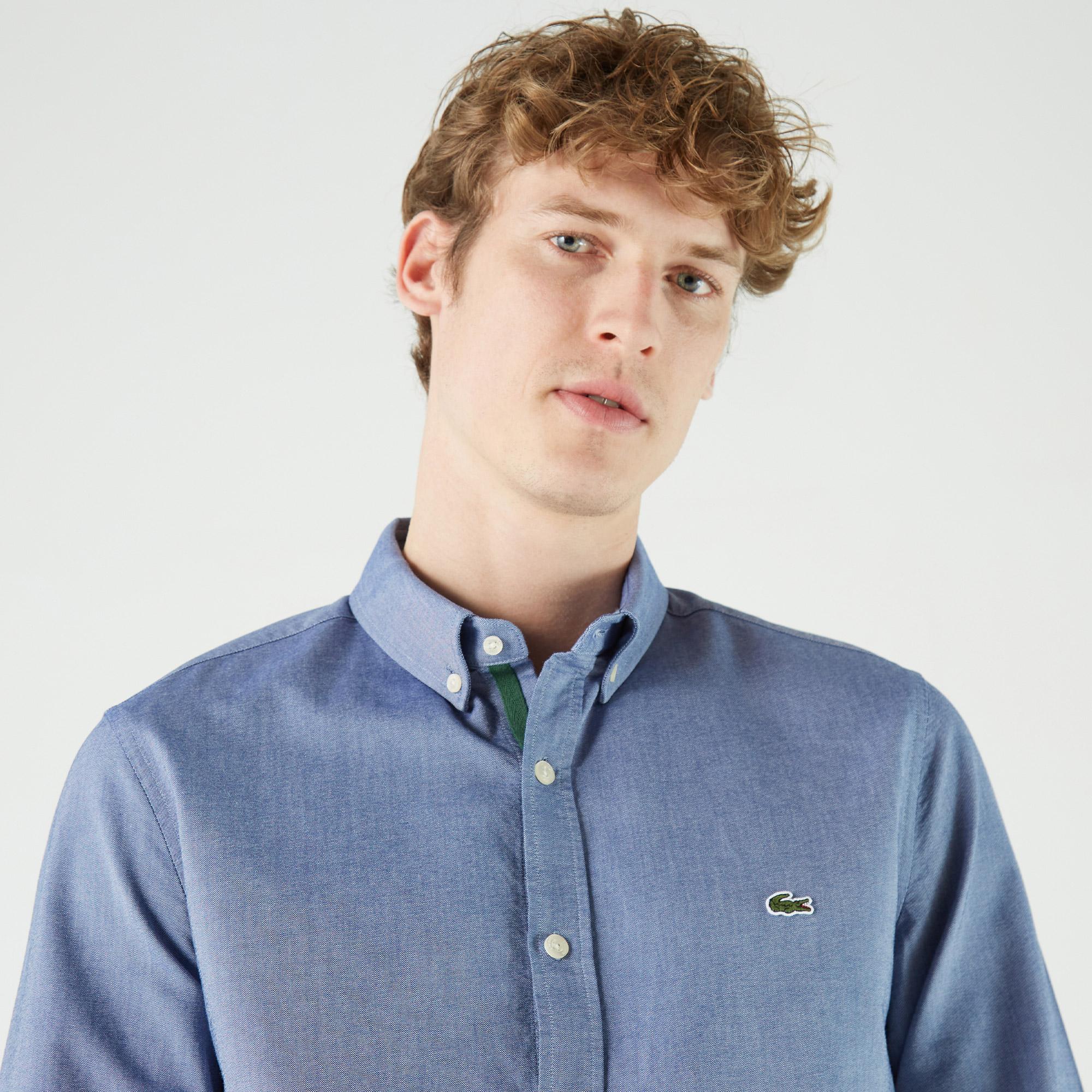 Lacoste Erkek Slim Fit Düğmeli Yaka Lacivert Gömlek