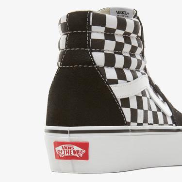 Vans Checkerboard Sk8-HI Platform 2.0 Siyah - Beyaz Kadın Sneaker
