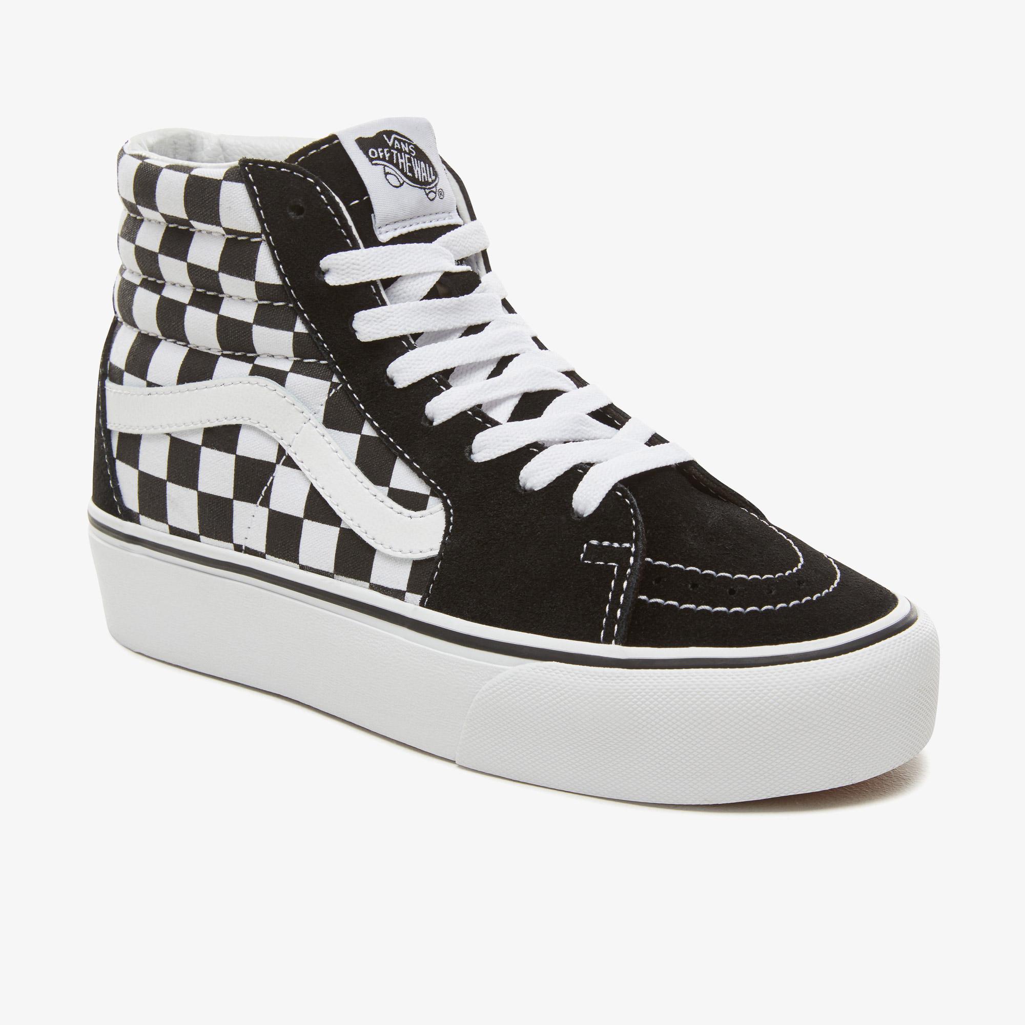 Vans Checkerboard Sk8-HI Platform 2.0 Siyah - Beyaz Kadın Sneaker
