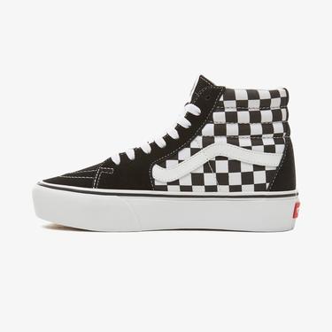 Vans Checkerboard Sk8-HI Platform 2.0 Siyah - Beyaz Kadın Sneaker