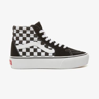  Vans Checkerboard Sk8-HI Platform 2.0 Siyah - Beyaz Kadın Sneaker