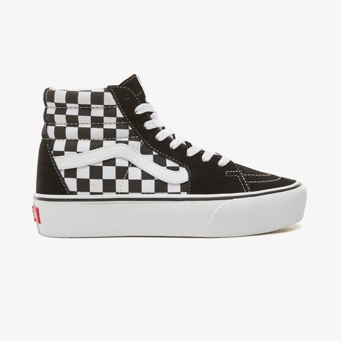  Vans Checkerboard Sk8-HI Platform 2.0 Siyah - Beyaz Kadın Sneaker