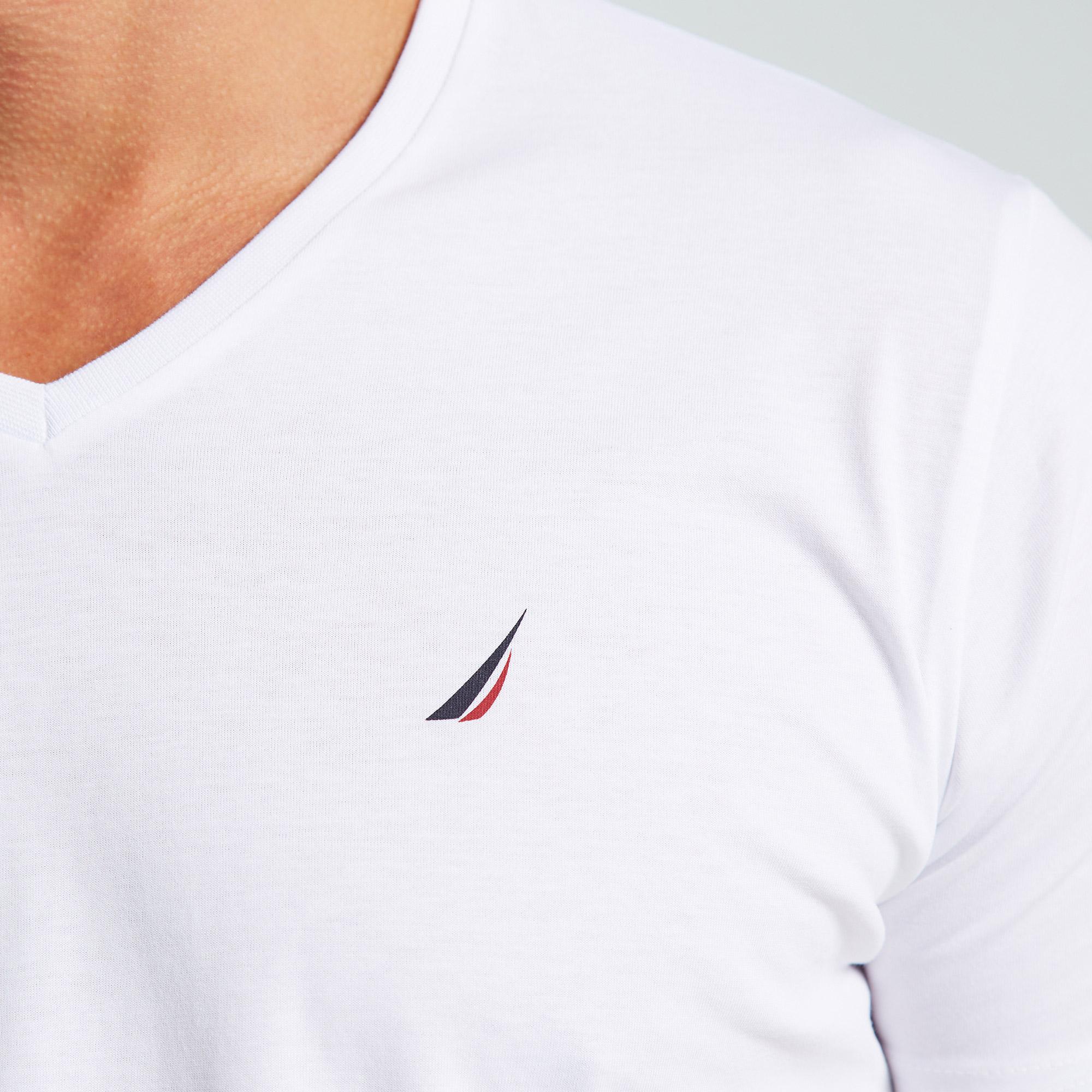 Nautica Erkek Beyaz Standart Fit V Yaka T-Shirt