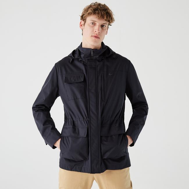  Erkek Regular Fit Kapüşonlu  Baskılı Lacivert Yağmurluk