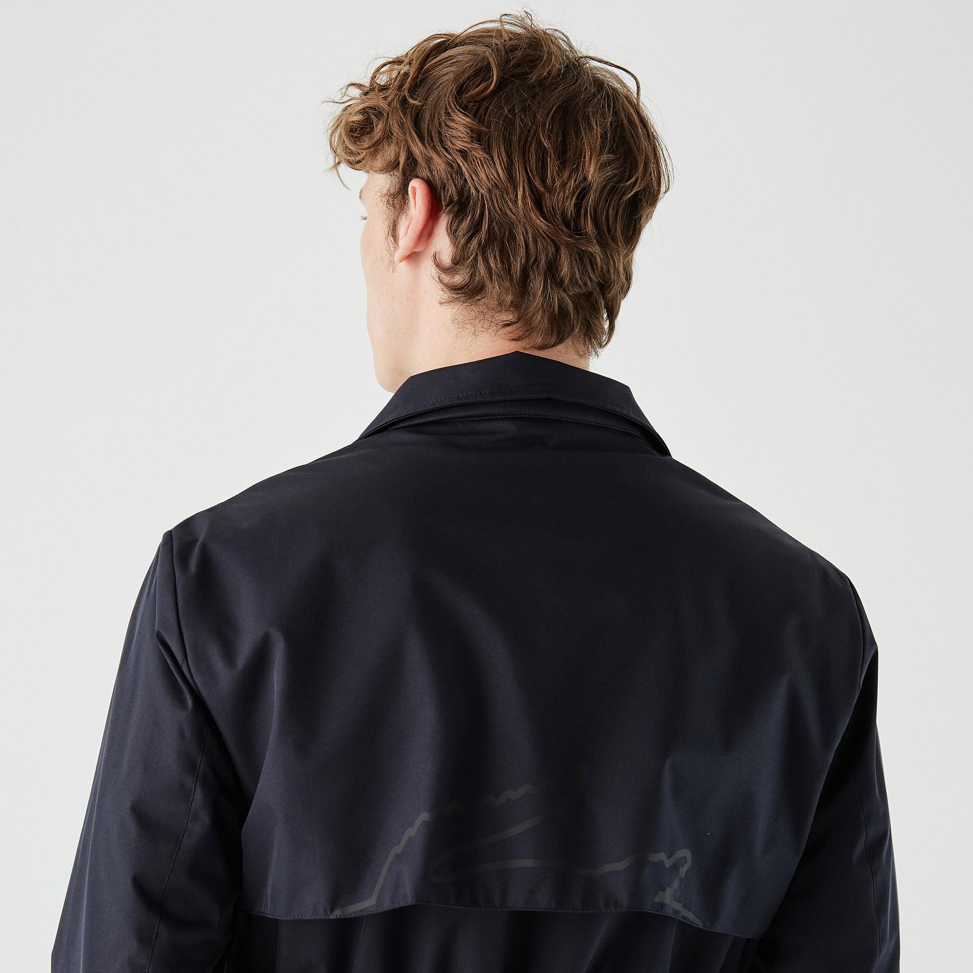 Erkek Regular Fit Kapüşonlu  Baskılı Lacivert Yağmurluk