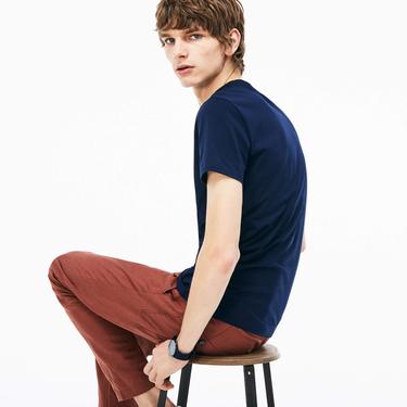  Lacoste Erkek Slim Fit Bisiklet Yaka Lacivert T-Shirt
