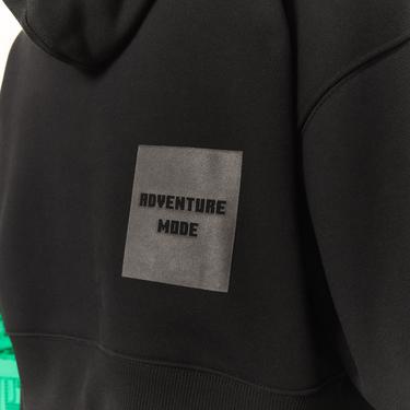  Lacoste X Minecraft Kadın Relaxed Fit Kapüşonlu Baskılı Siyah Sweatshirt