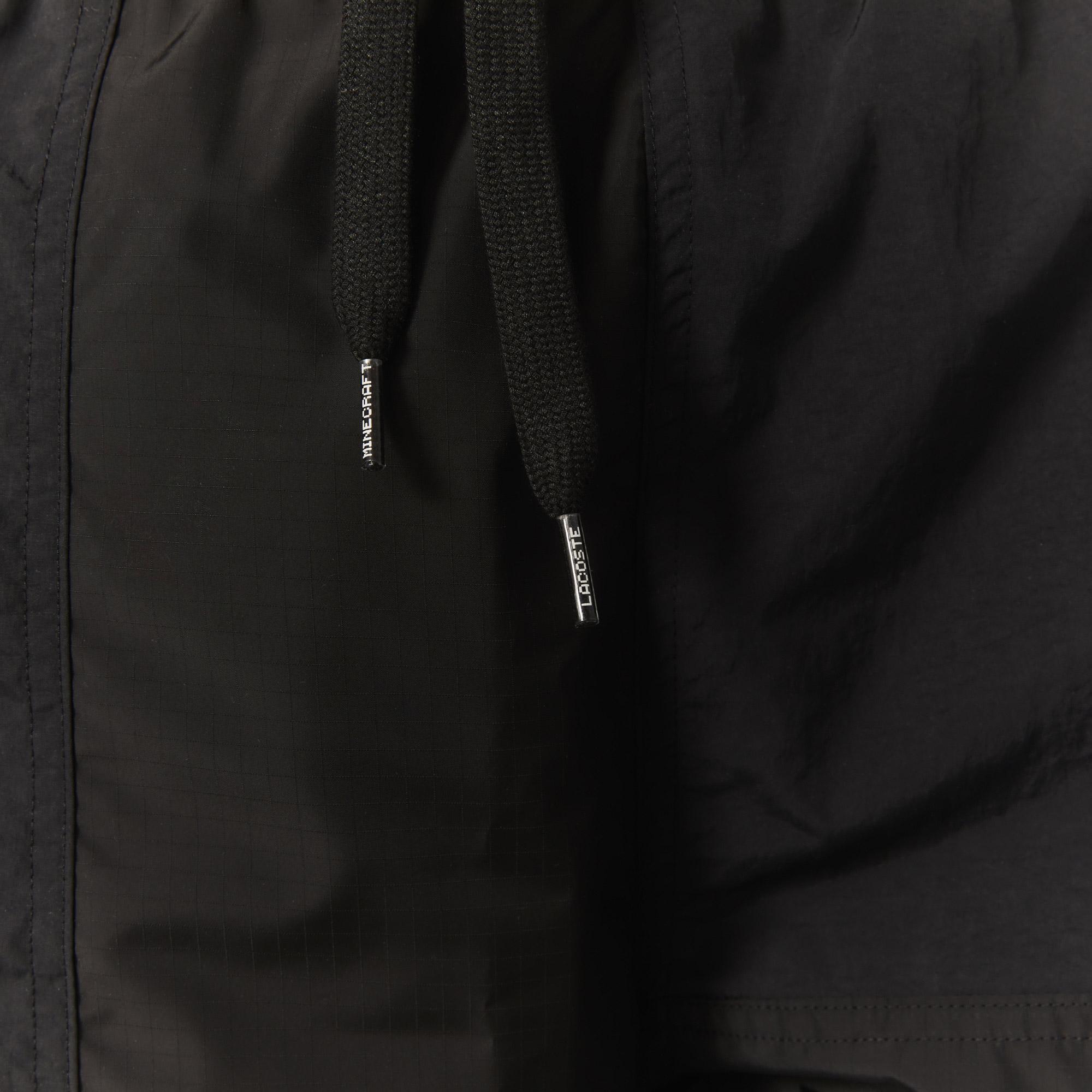 Lacoste L!VE x Minecraft Unisex Regular Fit Baskılı Siyah Şort