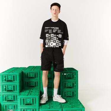  Lacoste L!VE x Minecraft Unisex Regular Fit Baskılı Siyah Şort